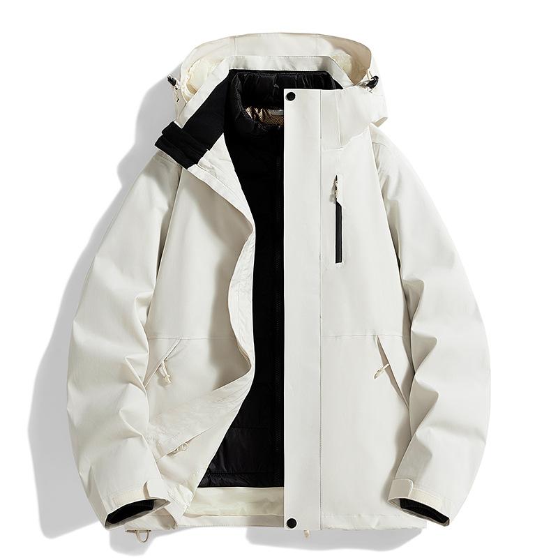

2025 winter new white duck down outdoor down jacket 3-in-1 jacket Tibetan hooded mountaineering suit men s cotton suit XXXXL слоновая кость