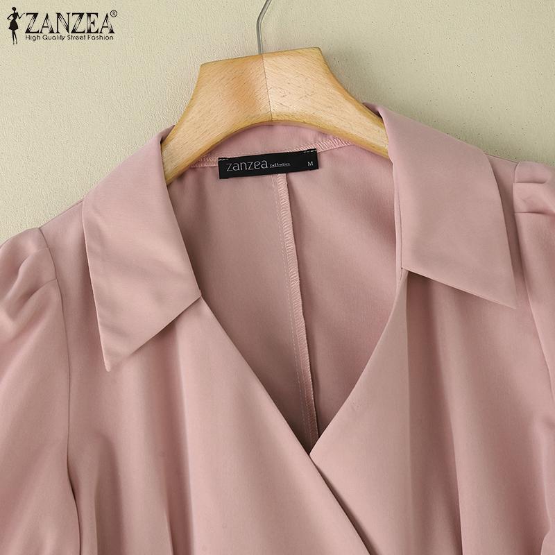 ZANZEA Bluză casual de vară pentru femei cu gât în V și mâneci scurte