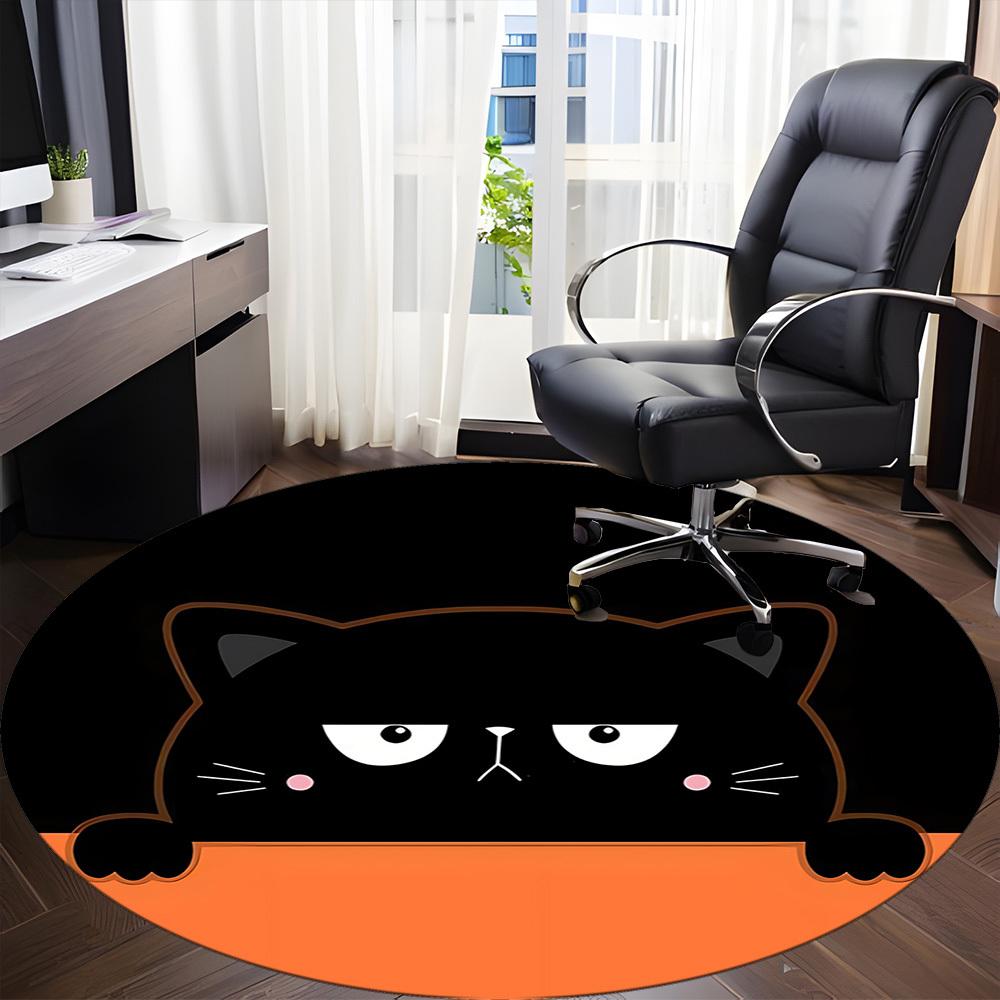 1pc Cat Circle Office Round Area Rug, Under Office Chairs Bedroom Living Room Home Decor, Room Deco