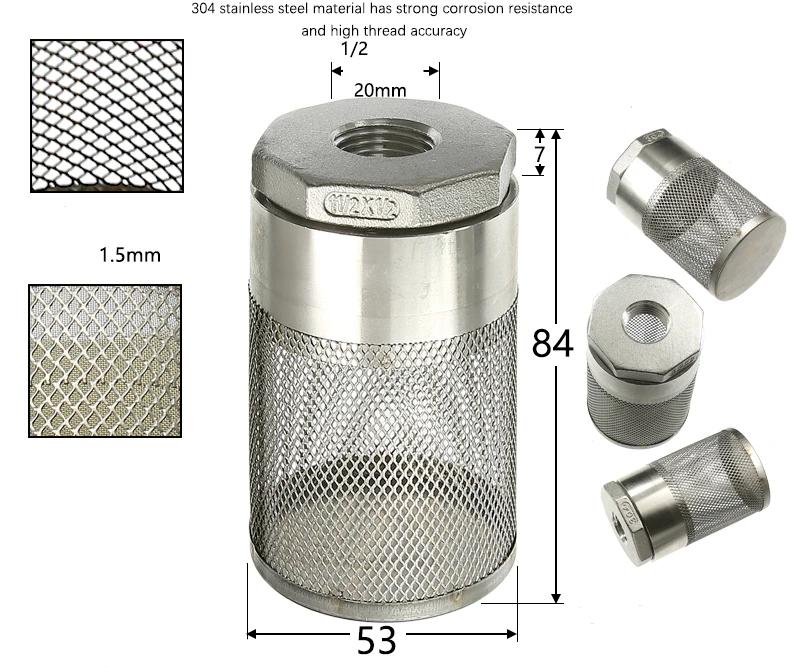 304 Stainless Steel Female Thread Filter Mesh Filter Circular Filter Head