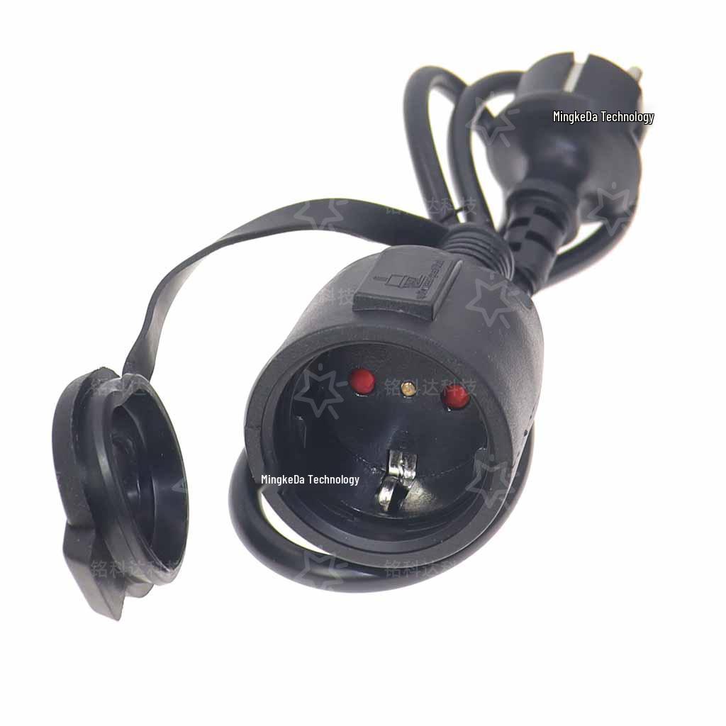 German Standard Male To Female Power Extension Cord with Waterproof Cover, EU 4.8 Two-Pin Plug, 16A 250V Socket