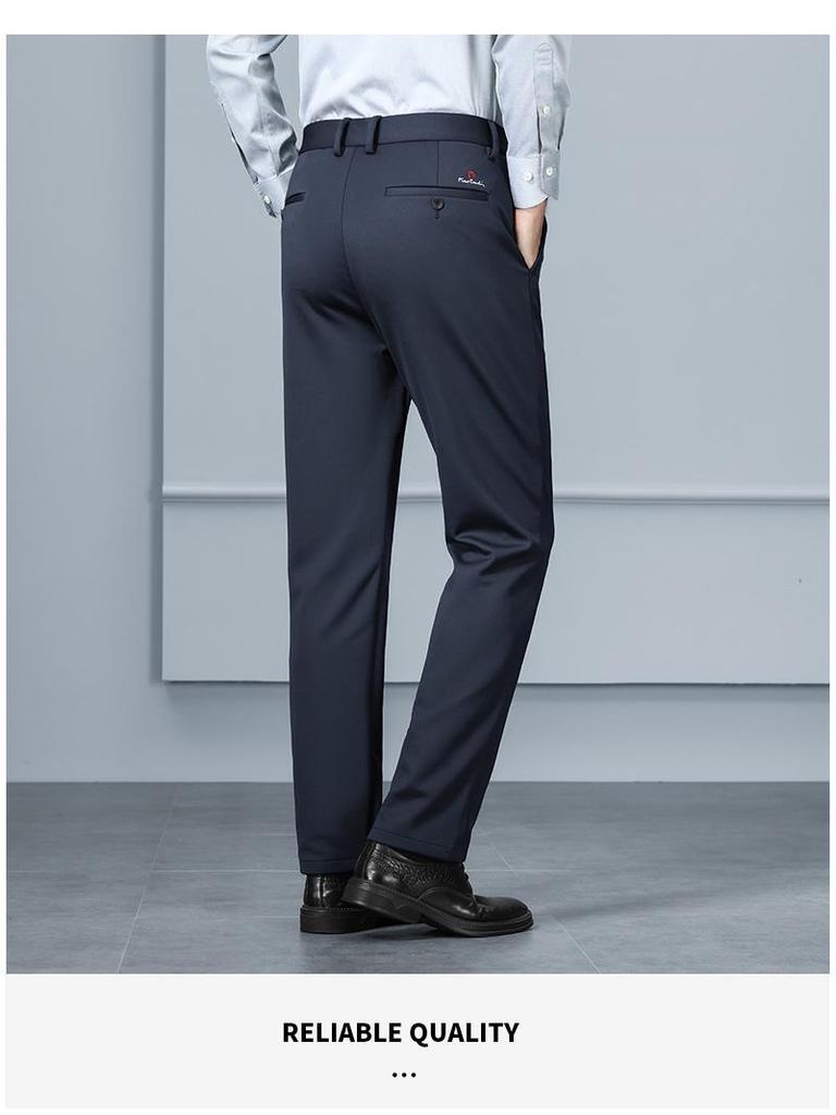 Tide Men's Lamb Wool Casual Straight-Leg Pants for Autumn/Winter - Business Casual Style