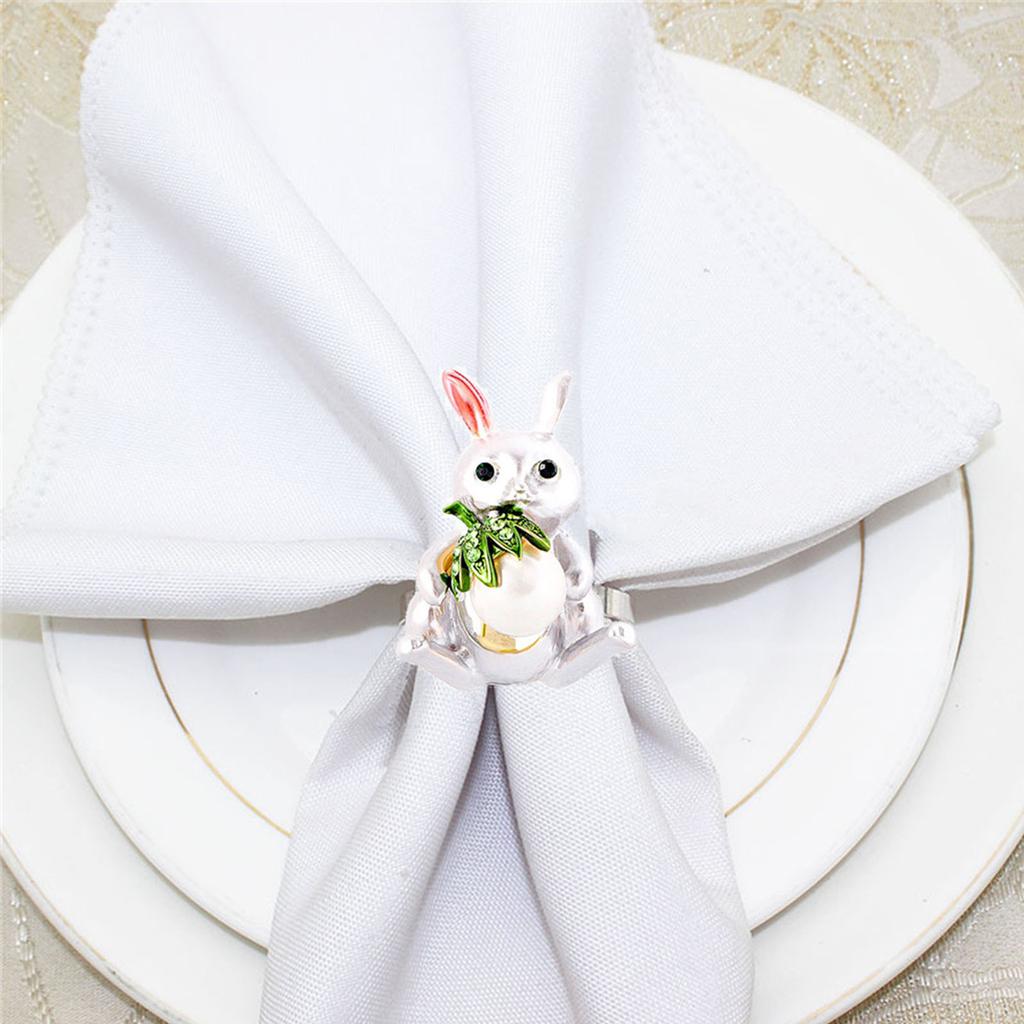 Metal Napkins Rings Set of 6 Bunny Ear Easter Napkins Rings Spring Rabbit Rings Holders for Easter Party Decoration