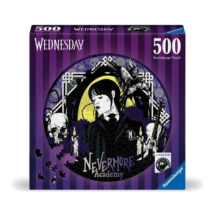 500-teiliges Rundpuzzle Wednesday Adams, Cartoons und Comics, Ab 10 Jahren, Ravensburger