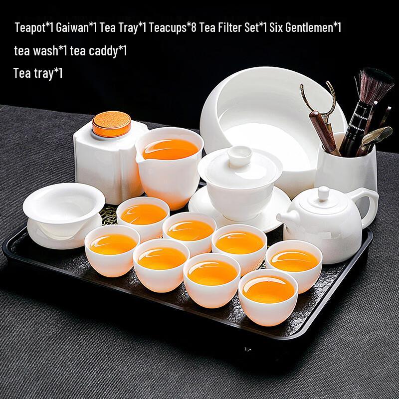 Premium Dehua Suet Jade White Porcelain Kung Fu Tea Set