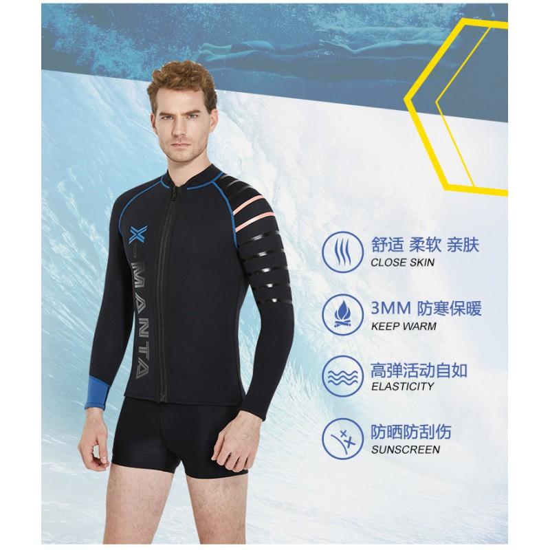 3MM Diving Suit Men's Split Top Snorkeling Surfing Long-sleeved Swimsuit Thickened Warm Coat