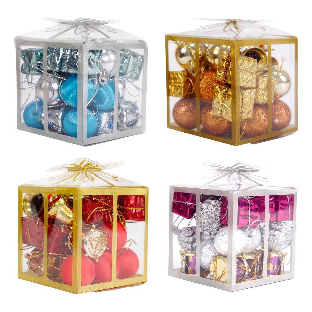 Christmas Ornament Set: Colored Balls & Bells in Gift Box for Tree Decorations & DIY Hanging