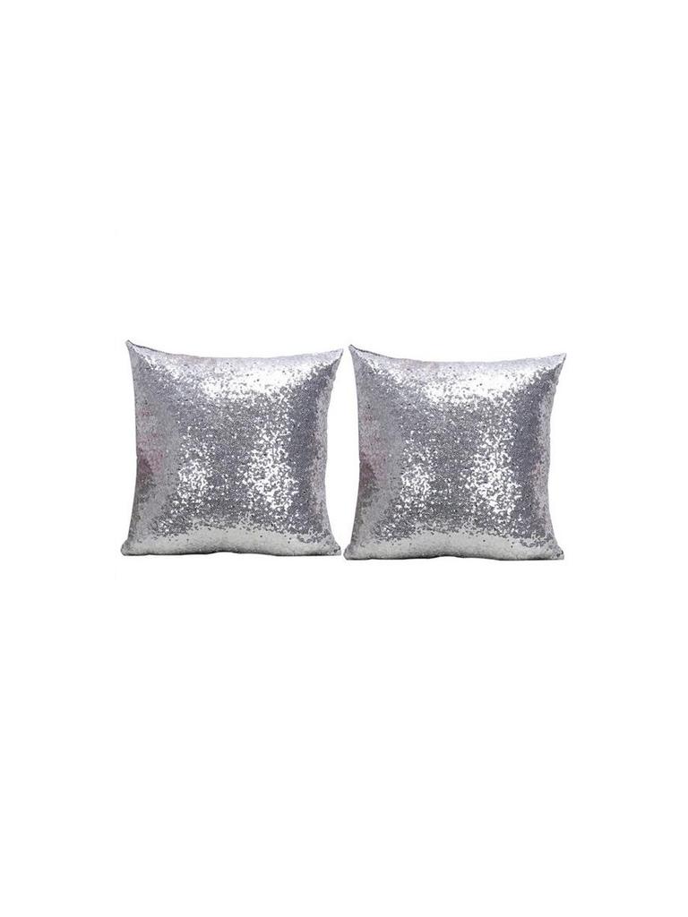 Luxurious Satin Sequin Pillow Cover 17 Inches With Handpainted Floral Design For Home Decor