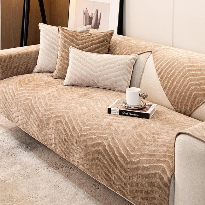 Uniwersalna antypoślizgowa mata na sofę czterosezonowa Minimalistyczna nowoczesna wysokiej klasy poduszka do siedzenia Lekka luksusowa szara narzuta na sofę do salonu, tkanina narzutowa