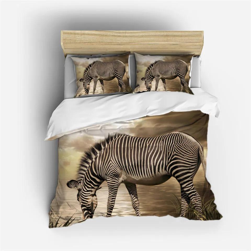 3D Animal Bedding Set Quilt Cover Zebra Pattern Duvet Cover With Pillowcases Full Queen King Soft Comforter Cover Home Textile