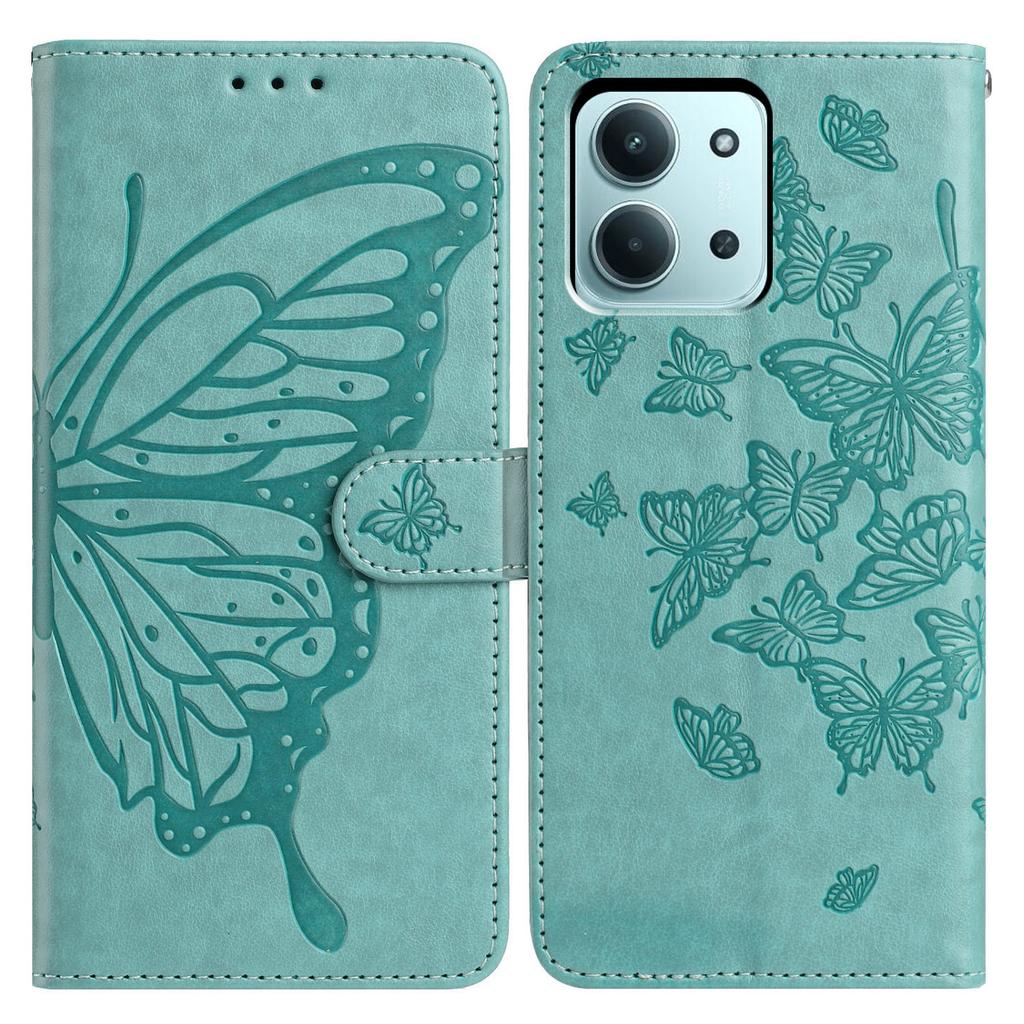 For Xiaomi Redmi 15C 4G (171mm) Case Butterfly Imprinted Wallet Stand PU Leather Flip Phone Cover with Strap