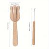 2pcs Knitting Fork and Needle Kit Wooden Hand Weaving Ancient Cording Tool Wooden Lucet Fork Weaving Needle