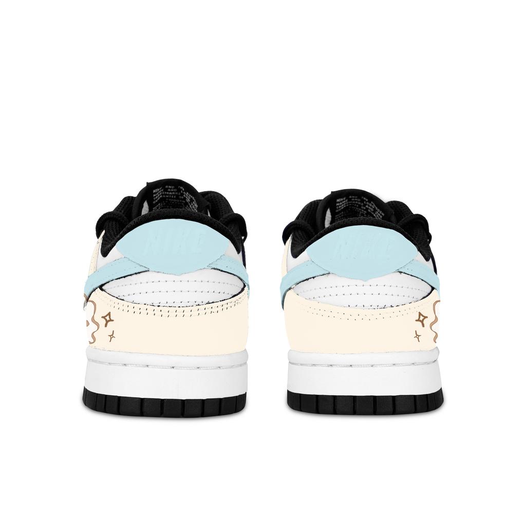 Nike Dunk Black White, Lucky Bear Abrasion Resistant Abrasion Resistant Low Top Skateboard Shoes Unisex Beige Blue DD1503-101(Team887-)