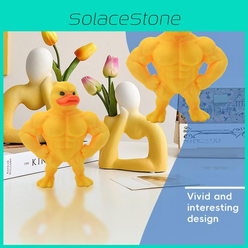 Desktop Ornament Originality Muscular Little Yellow Duck Stress Toy Relieving