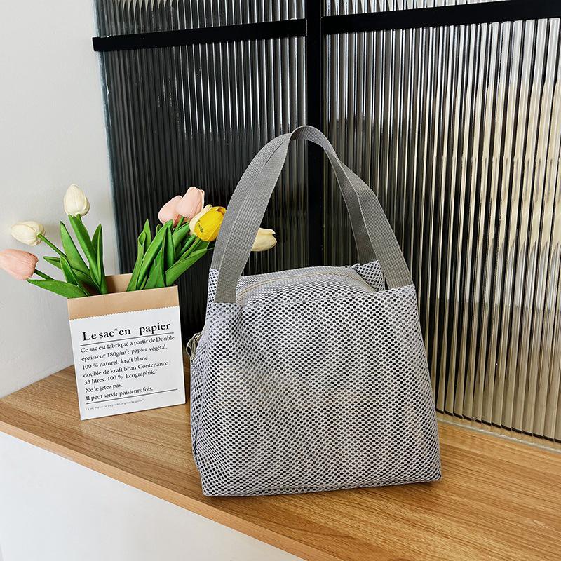 

Сетчатая сумка большой вместимости с ручкой, дорожная косметичка, портативная пляжная сумка, косметичка на молнии