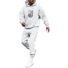 Men's Solid Color Flag Print Hooded Universal Versatile Hooded Sweatshirt Sweatpants Casual Sports Suit