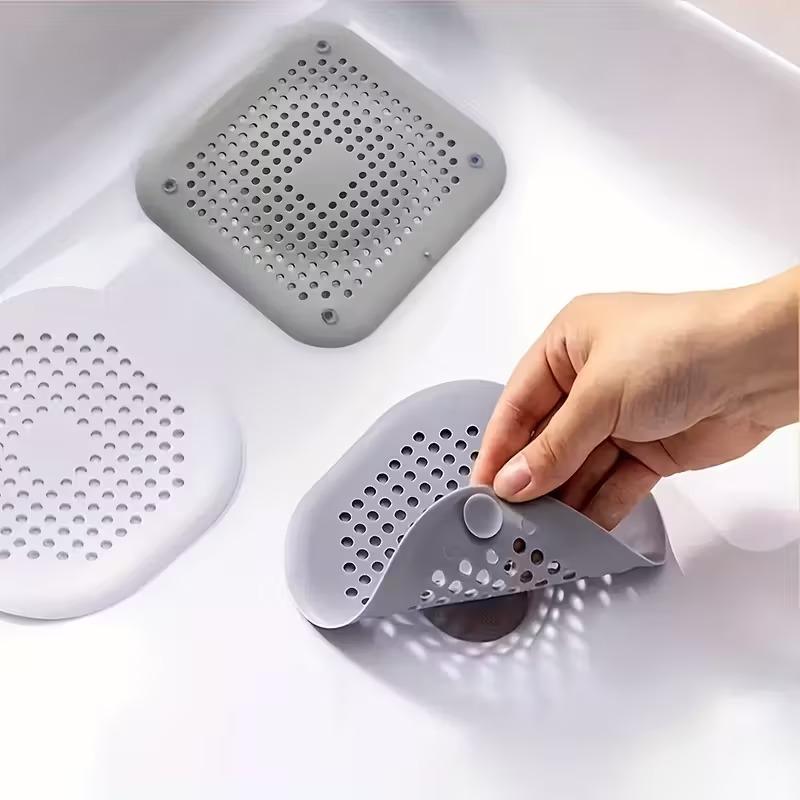 Silicone Anti-Clogging Drain Hair Catcher ShowerCover with DebrisFilter Easy-CleanGridSystem for Bathtub Sink and Bathroom Drain