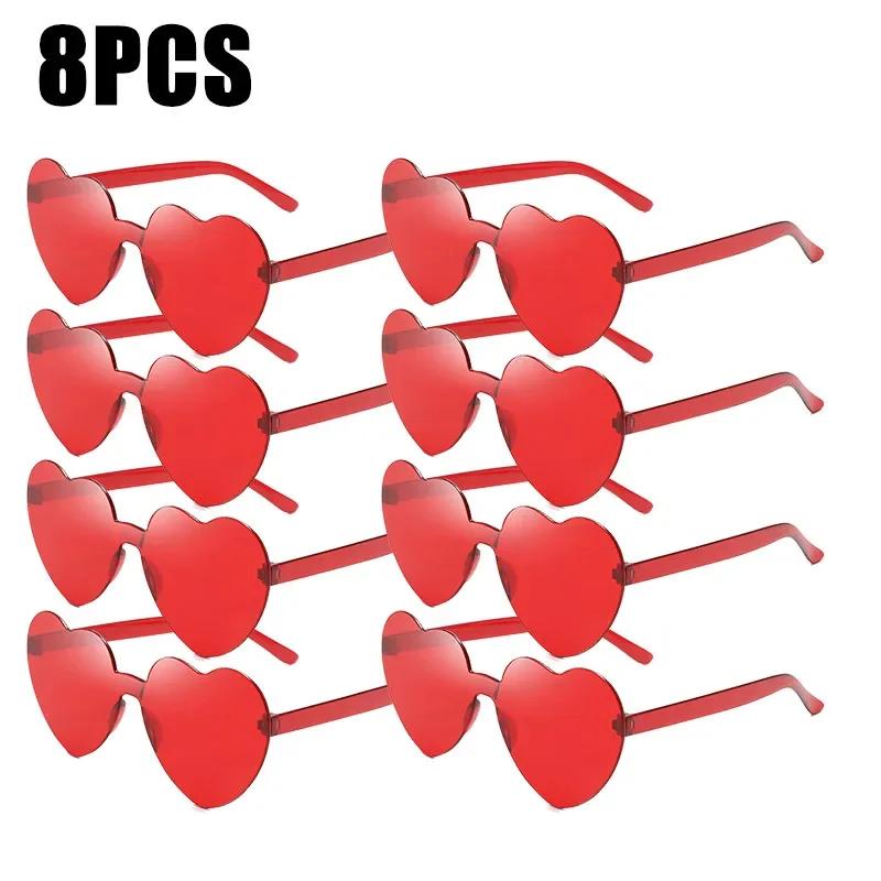 Sunglasses for Women Jelly Color Frameless Heart Shaped One-piece Glasses Dazzling Color Glasses