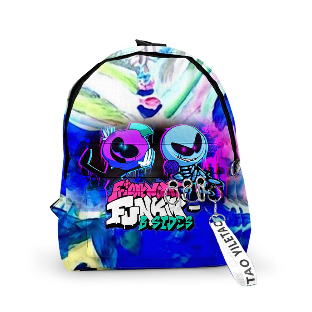 Sacs à dos Classiques Populaires Friday Night Funkin pour Garçons/Filles Sac d'école 3D Imprimé Porte-clés Oxford Imperméable Petits Sacs à dos