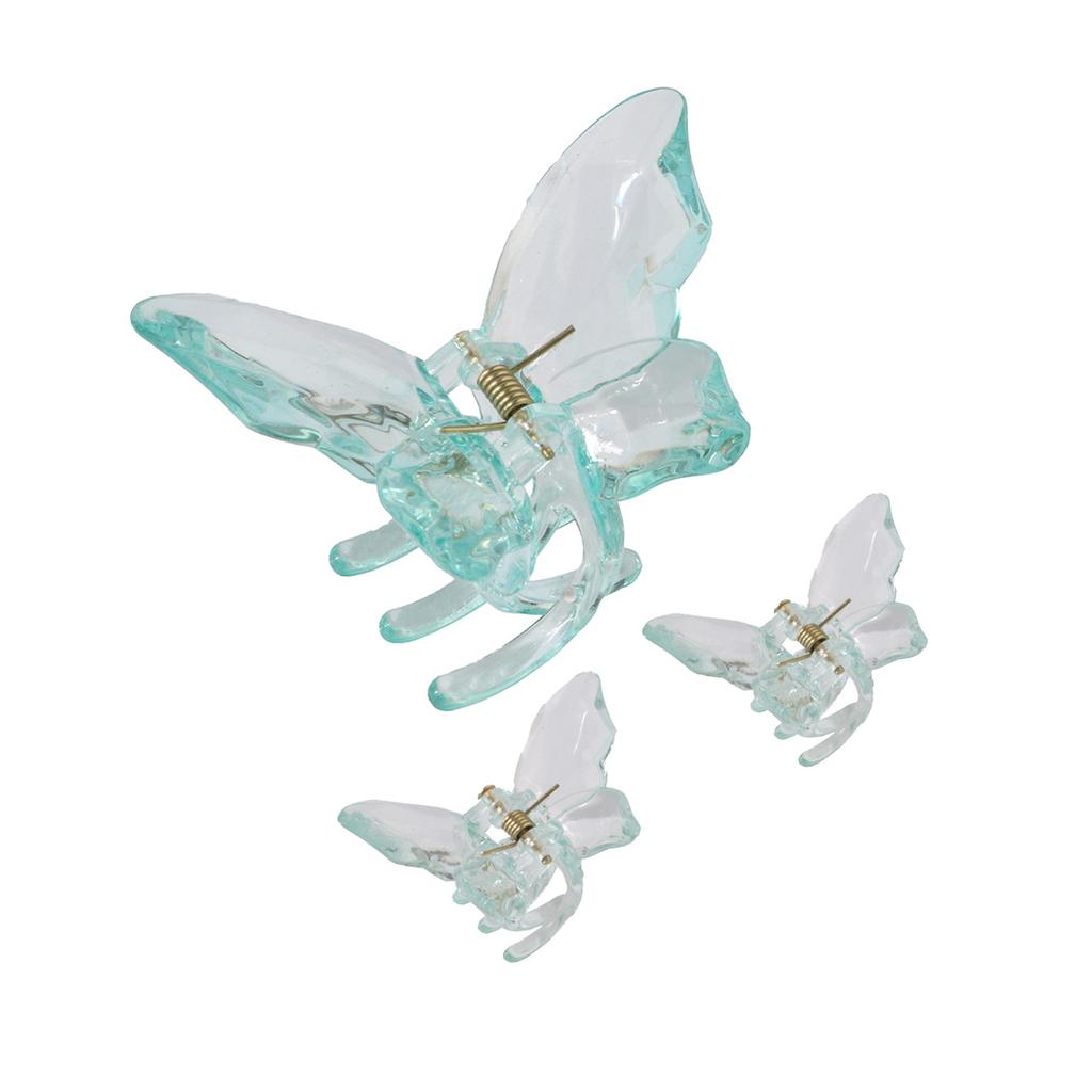 3 ks Průhledná sponka do vlasů s motýlkem, Sponka do vlasů na zadní stranu hlavy, Žraločí sponka, Spona pro vysoký culík, Vlasové doplňky