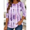 Women's Long Sleeve Crew Neck Watercolor Streak Print Casual T-Shirt, Regular Tops for Spring Summer Daily Weekend Wear
