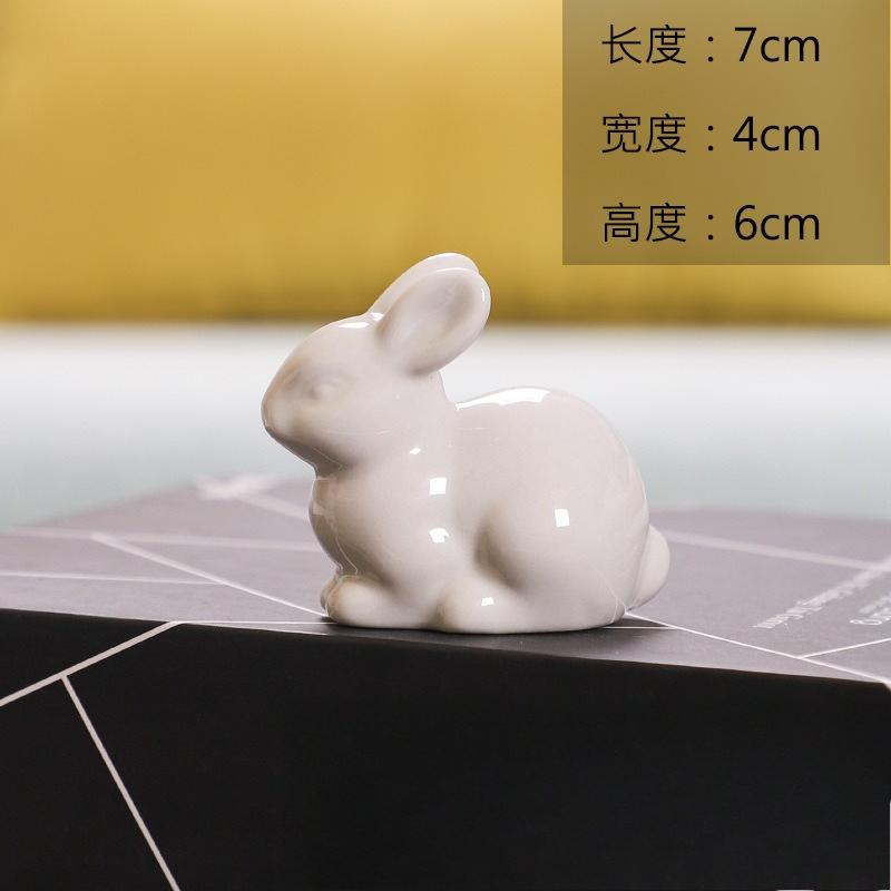 Mini Ceramic Bunny Ornament Home Decoration Animal Figurine Craft for Children Girls Boys Party Gift