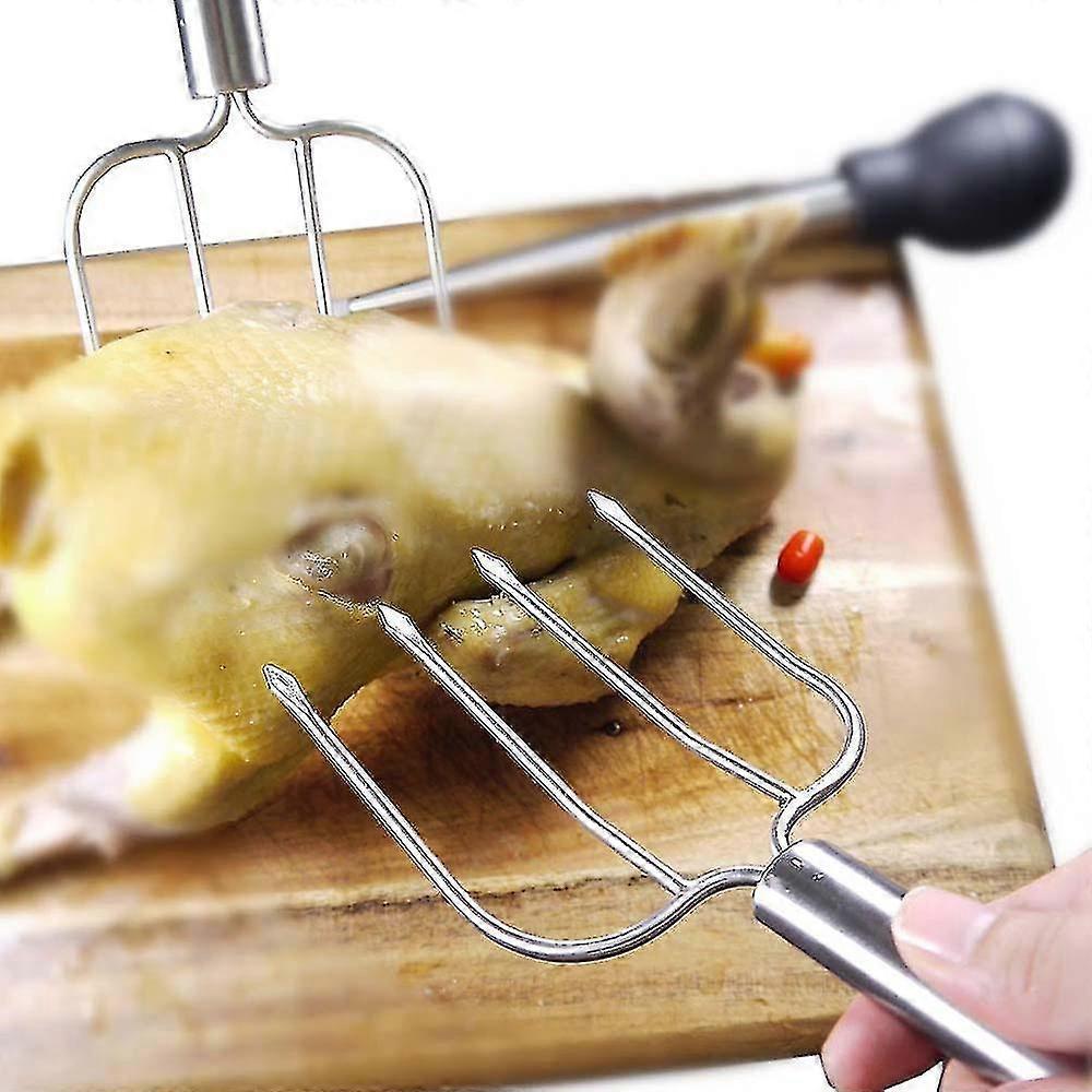 2pcs Stainless Steel Meat Lifting Forks, Silver