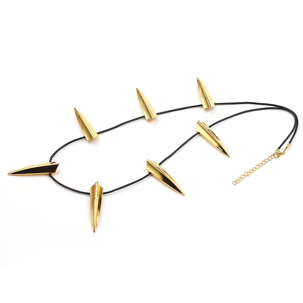 European and American Movie Merchandise Superhero Black Panther Alloy Gold-Plated COS Pendant Choker Leather Cord Necklace
