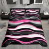 Homewish Contemporary Geometric Duvet Cover Set, Abstract Stripe Bedding Set, Wave Lines Plaid Checkered Comforter Cover Set