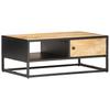 Coffee Table with Carved Door 90 X 55 X 36 Cm Rough Mango Wood