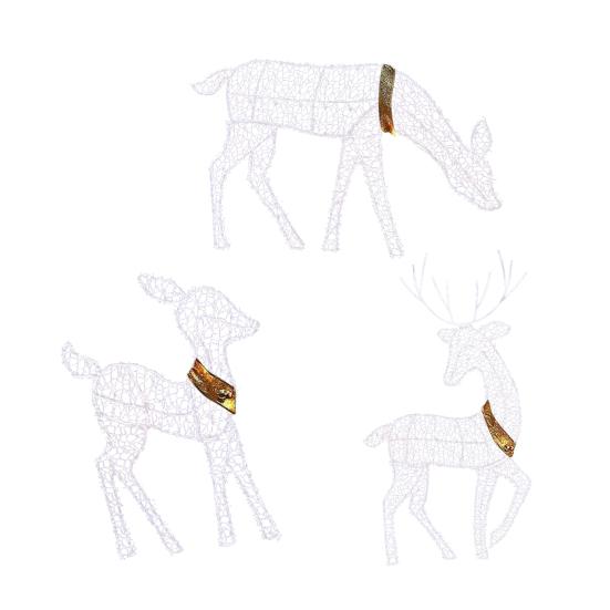 1 ks/3 ks Svítící vánoční ozdoba jelena Kovový rám Sobí rodinná ozdoba Venkovní vánoční dekorace s vestavěnými světly pro zahradní trávník