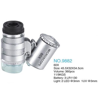 Mini Microscopio 60X Lente Lente d'Ingrandimento Illuminata da Gioielliere 3 LED con Luce UV