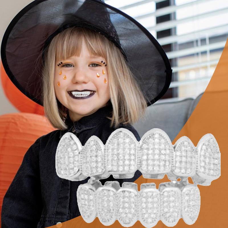 Teeth Brace Cubic Zirconia Mouth Brace Hip Hop Teeth Brace For Top Bottom Mouth Teeth Grills Removable Tooth Fashion Jewelry
