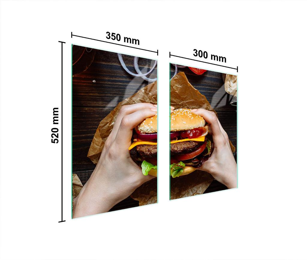 SZKLANA PŁYTA OCHRONNA DO KUCHNI 65x52 HAMBURGER