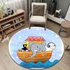 Retro Round Wave Multicolor Accent Rug, Non-Slip Floor Mat for Laundry Room