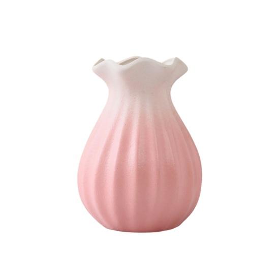 Ceramic Vase Small Modern Flower Vase for Fresh/Artificial Flowers Ribbed Farmhouse Decorative Vase