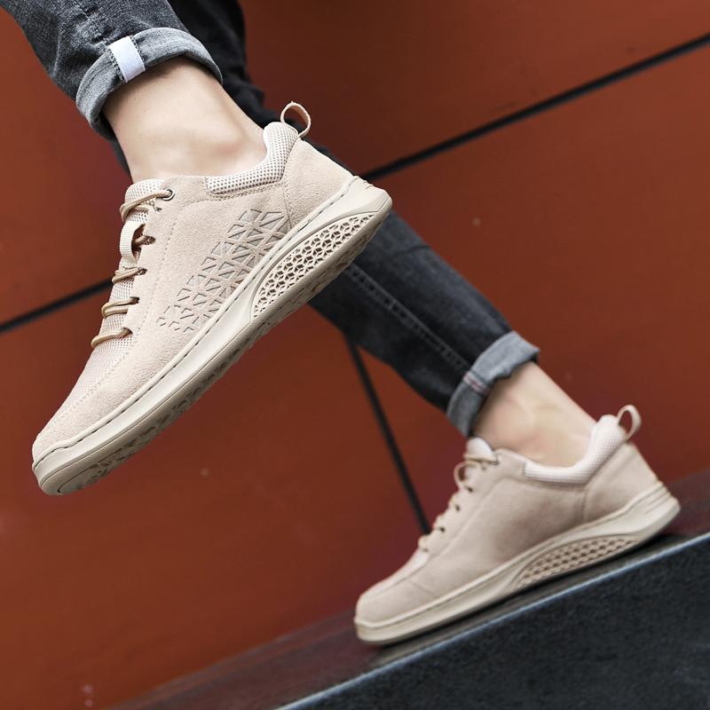 Neue Mode Board Schuhe Freizeitschuhe für Herren Mesh und Echtleder Sneakers Herren Flats Schuhe Übergröße 38-48 Laufschuhe