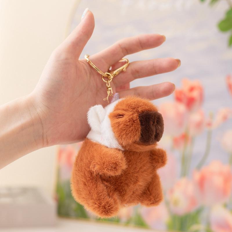 Cartoon Capibara Capybara Doll Plush Toy Hamburger Capybara Panda Small Pendant Bag Keychain