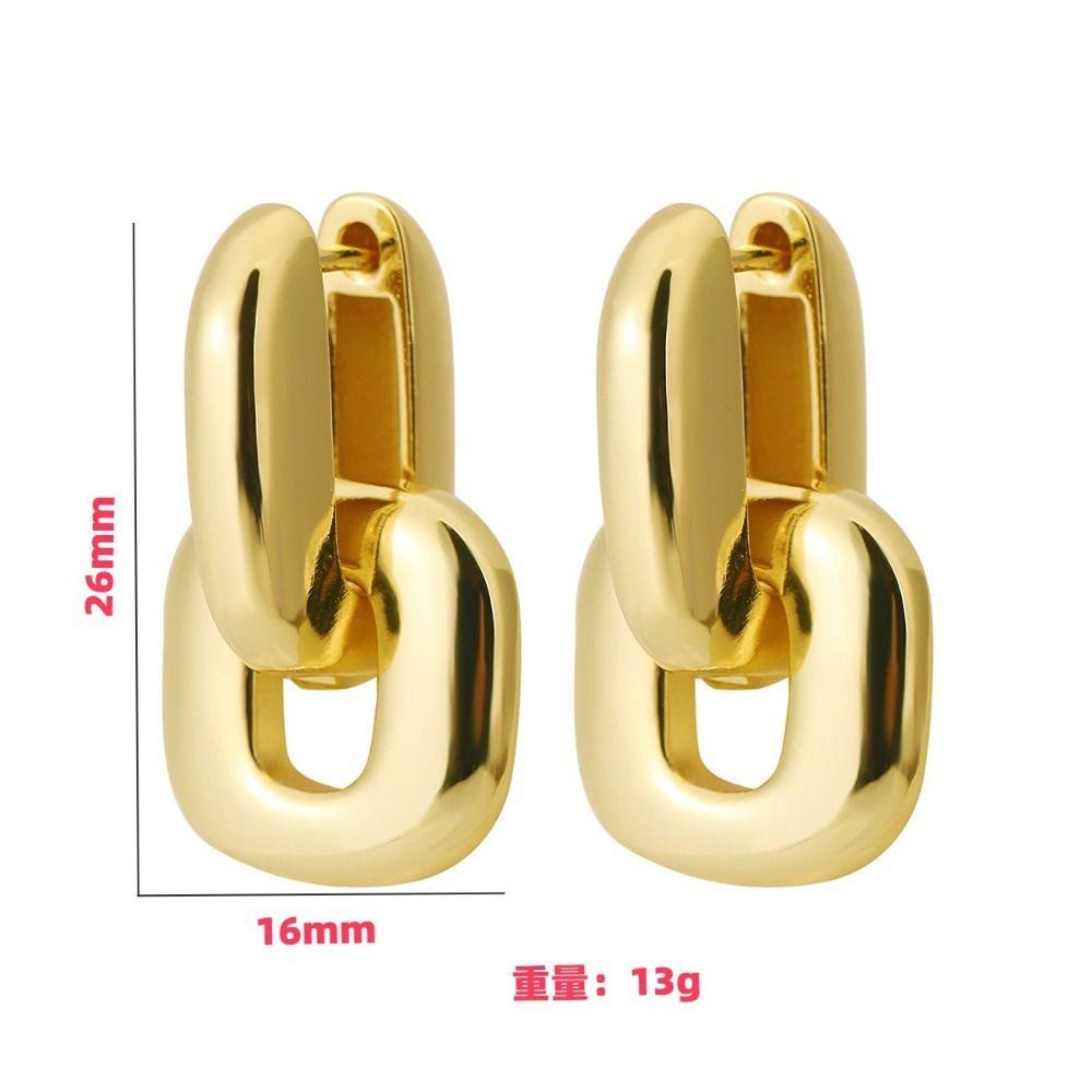 Gold Plating Geometric Drop Earrings Oval Shape Patchwork Earrings Interlocking Earrings  Parties