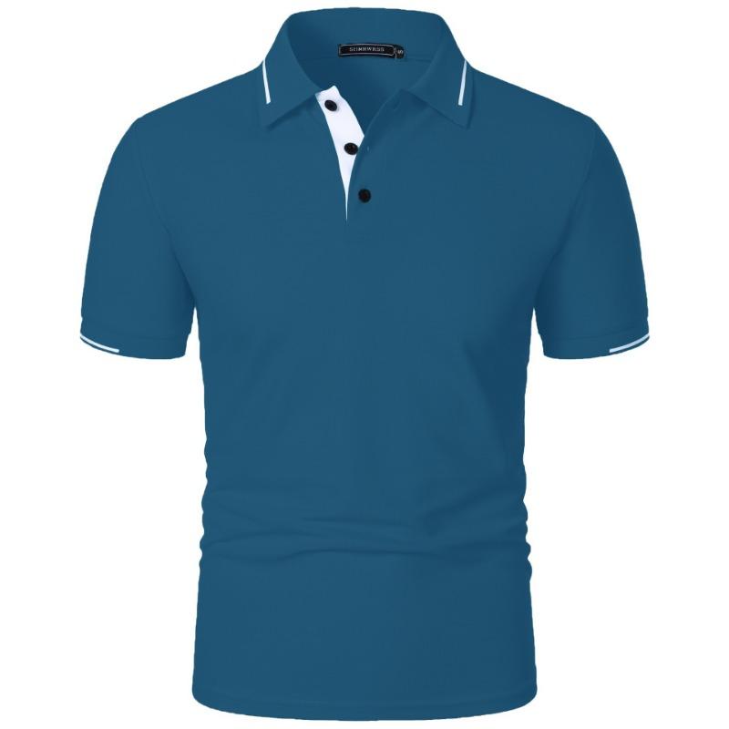 Mens Summer Classic Short Sleeve Polo Tops Button Placket Regular Fit and Solid Lightweight Casual Outdoor Pullover Topss