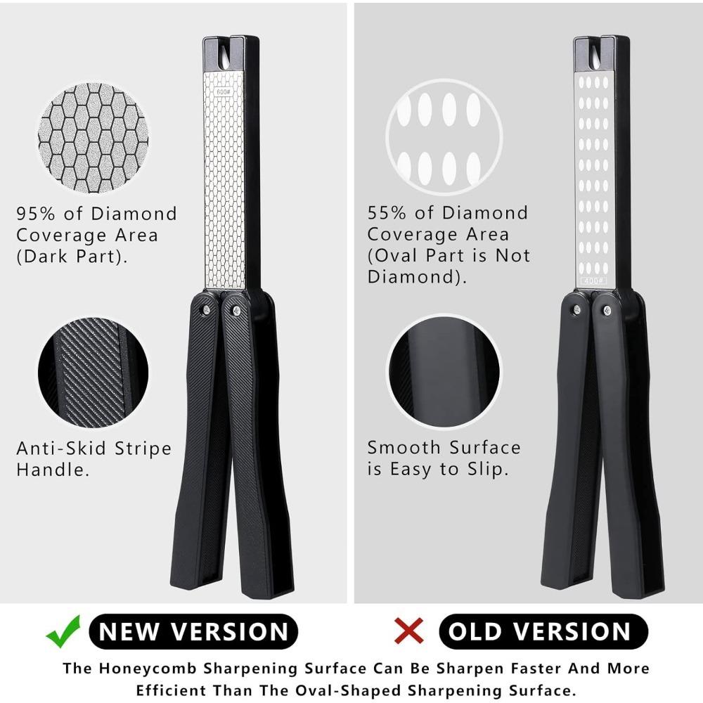 1pc Portable Handheld Double Sided Sharpener 400/600 Grit Foldable Diamond Knife Sharpening Stone for Kitchen