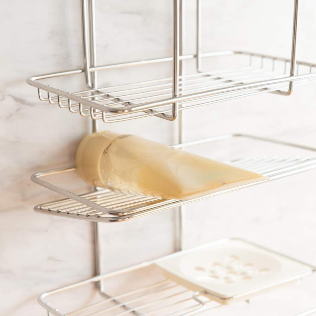 Belca Dusjhylle i rustfritt stål 3 Bredde x Dybde x Høyde Baderomshylle, Hyller, 22.4 14.7 55.9 cm, Oppbevaring, FH-315