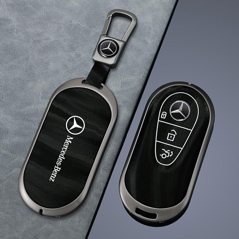 CSB1 Metal Leather Car Remote Key Case Cover Protector Shell For Mercedes Benz 2022 C S Class W206 W223 S350 C260 C300 S400 S450 S500