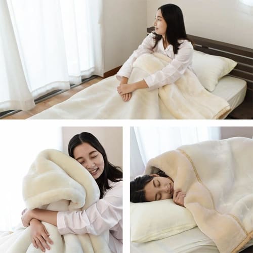 Nishikawa Mega Aurora Blanket, Heavyweight, Semi-Double, 160x210cm, Gray, Washable, Double-Layer, with Collar, Fluffy, Warm, Chinchilla Hem, Heavy, En