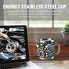 Stainless Steel Cup V8 & V6,  V6 V8 Engines Design Mug, Durable & Stylish Rust-Proof 15oz Coffee Mug Perfect for Car Enthusiasts