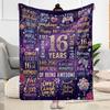 Happy 16th Birthday Celebration Flannel Blanket-Soft and Suitable for Sofas,Beds,Offices,Travel,All Seasons,Great Gift for Holidays and Birthdays.