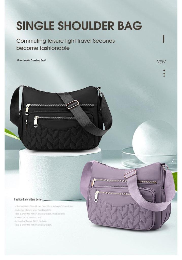Sac bandoulière en nylon multi-poches - Sac à bandoulière tendance pour femme