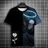 2024 Sommer neues Herren-Sommer-T-Shirt im antiken Stil, lässiger 3D-Druck, Anime-Mädchen-Rosendruck, High-End-Druck, Unisex, kurze Ärmel