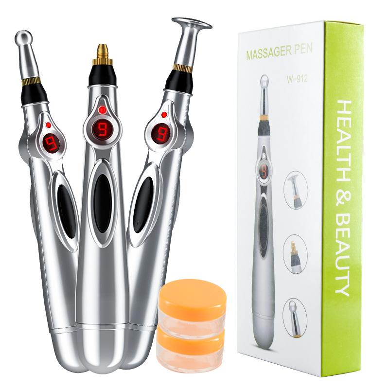 3 in 1 Electronic Acupuncture Pen Set with 3 Massage Heads for Muscle Joint Back Pain Relief Without Battery