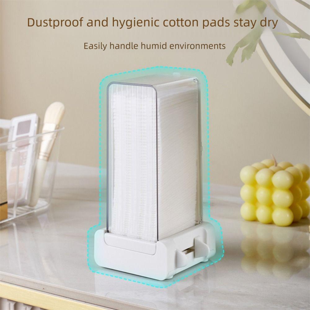 Transparent Covered Automatic Cotton Pad Dispenser Press Type Makeup Cotton Pad Organizer  Home